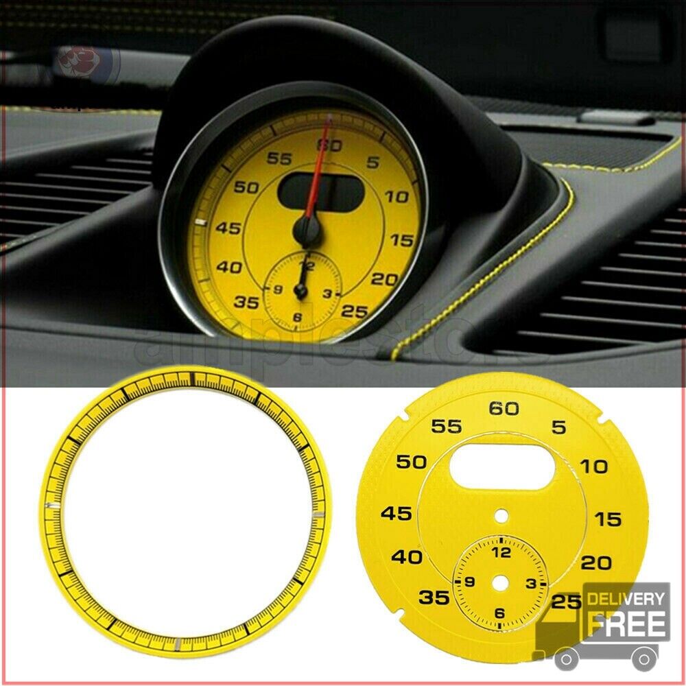 Yellow Dial Clock Gauge Chrono For Porsche Cayman 911 Macan Cayenne Boxster NEW
