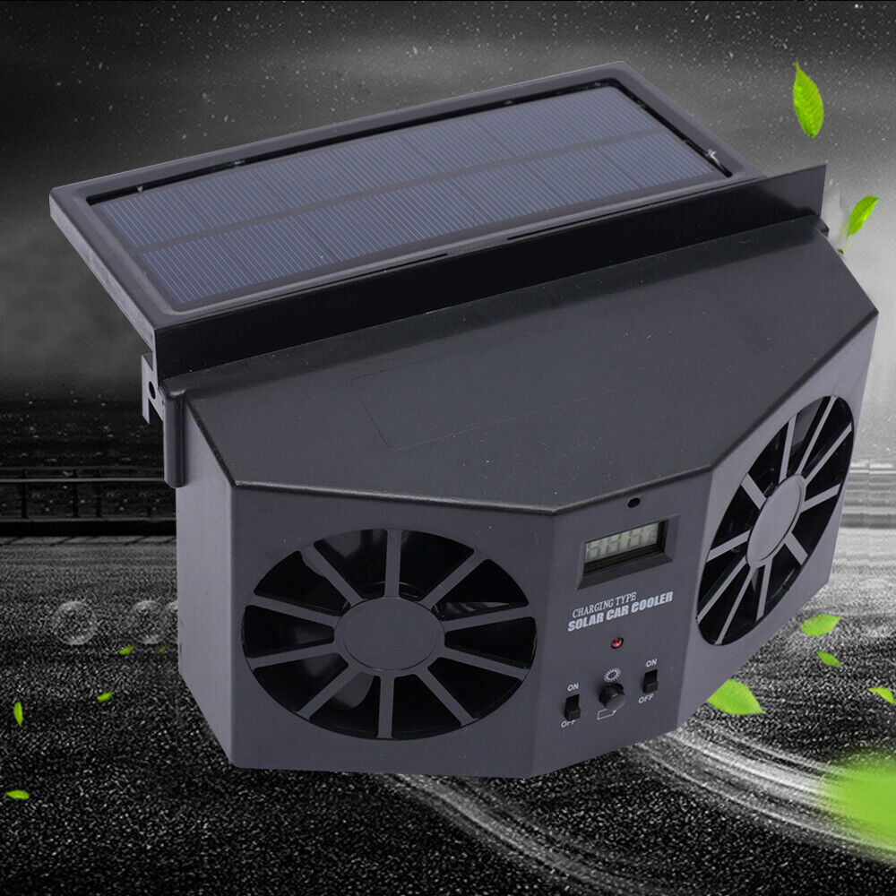 Solar Powered Car Cooling Fan Auto Window Cooler Air Vent Exhaust Ventilation