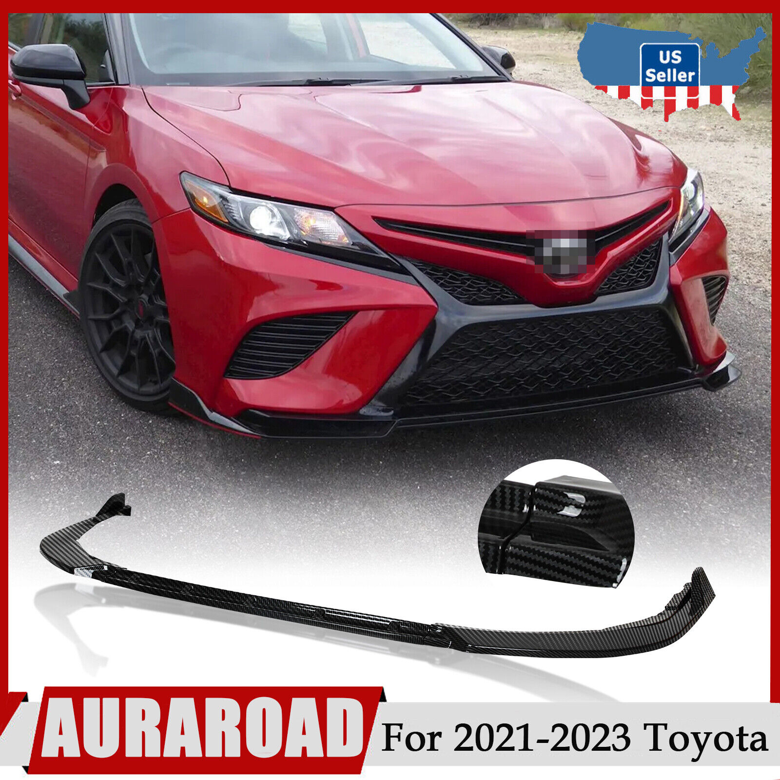 Front Bumper Lip Spoiler For 2021-2023 Toyota Camry SE XSE Carbon Fiber Style