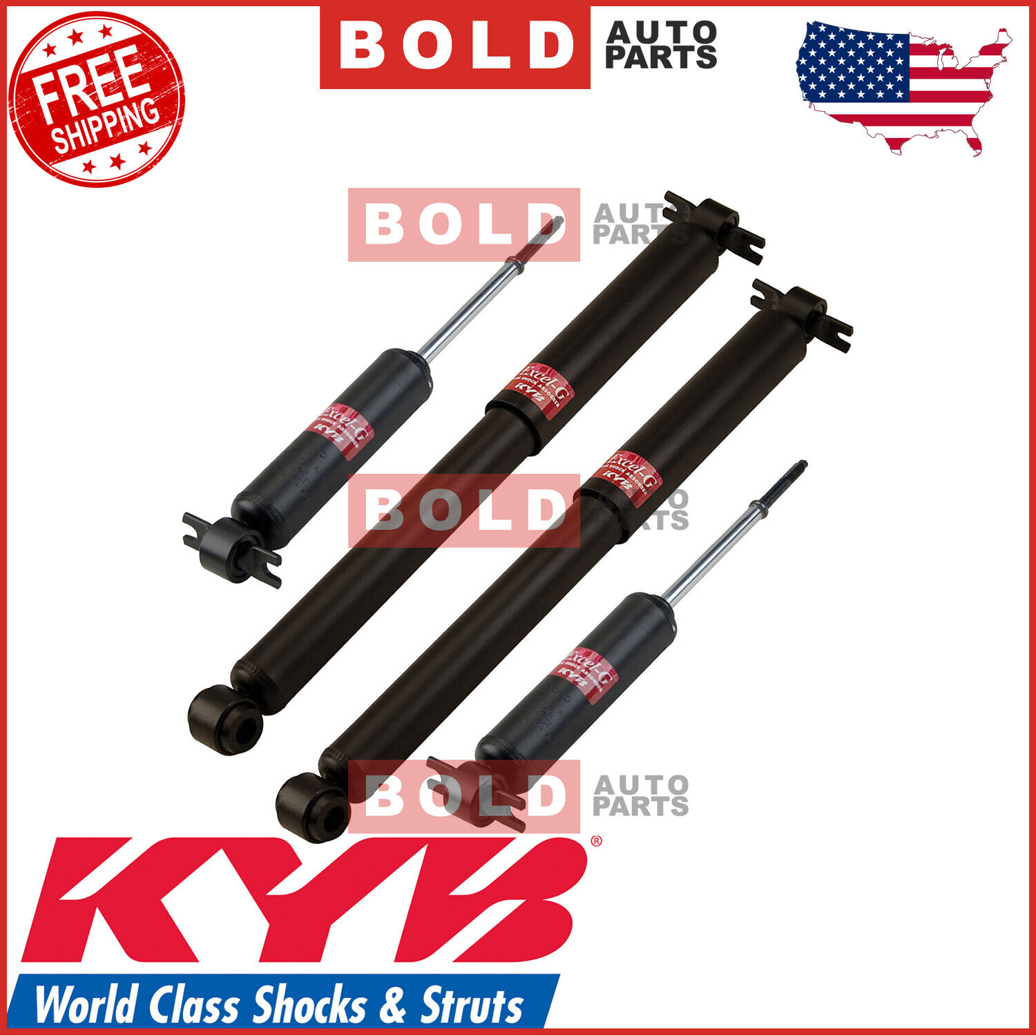 KYB Excel-G Gas Shock Absorbers Front & Rear Set For Chevrolet El Camino