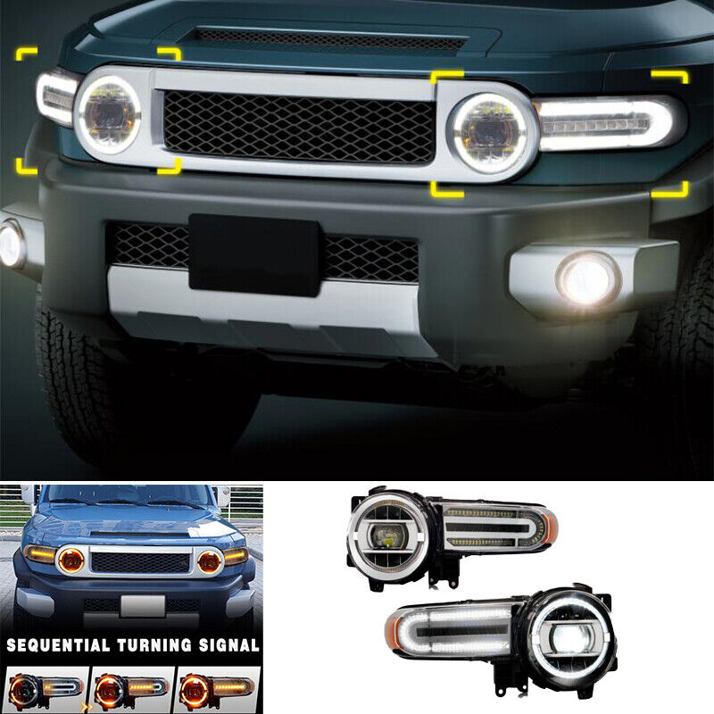For Toyota FJ Cruiser 2007-2020 All LED Headlight Assembly Projector Turn Signal