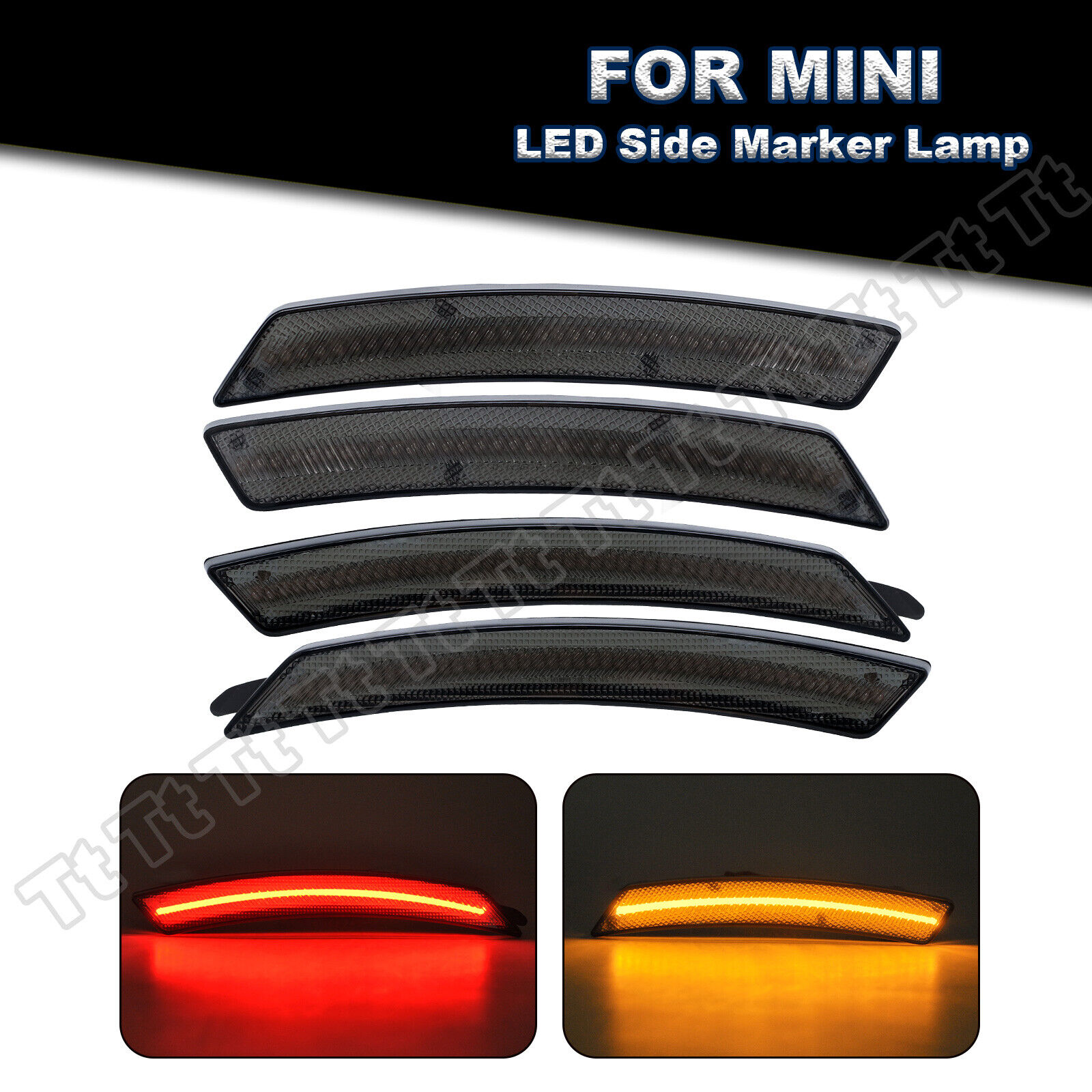 For MINI COOPER R55 R56 R57 R58 R60 R61 LED Front+Rear Side Marker Lights Smoked