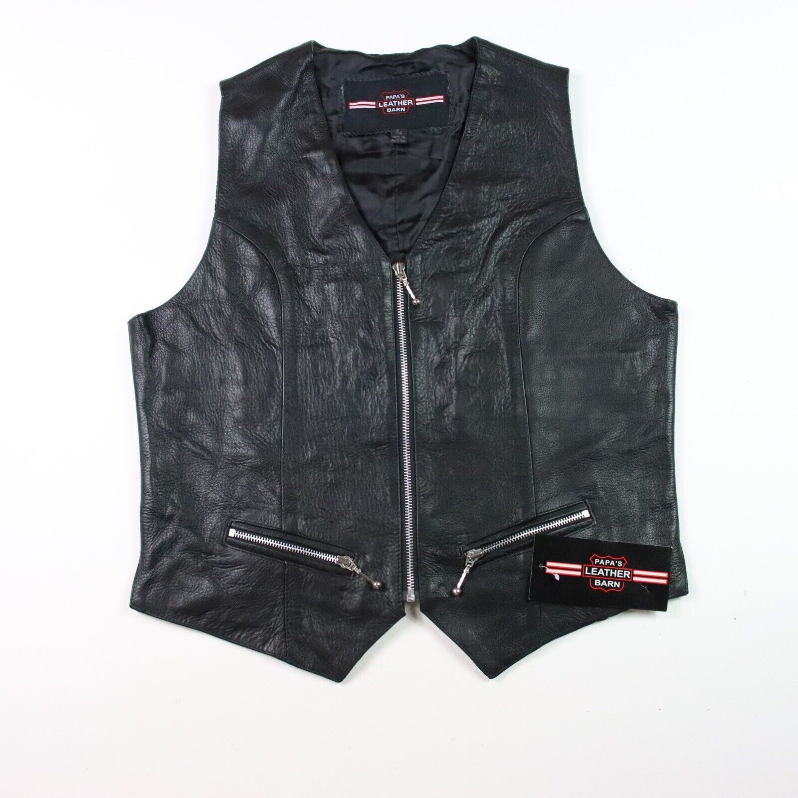 Genuine Leather Motorcycle Vest Papa’s Leather Barn Size Large