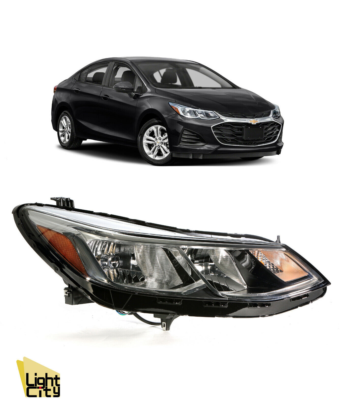 For 2016-2019 Cruze Passenger Headlight with BULB (Halogen, without LED DRL) RH