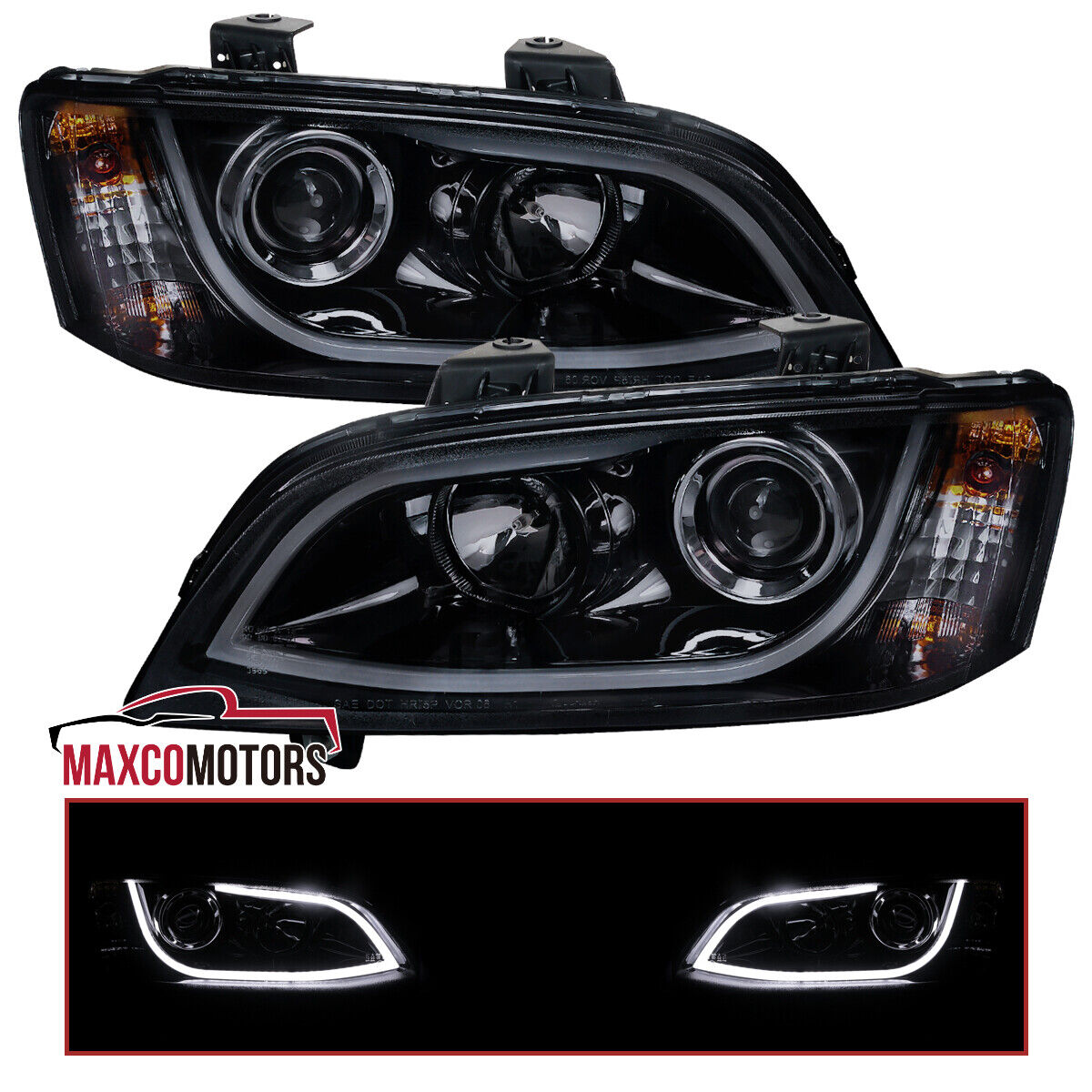Smoke Projector Headlights Fits 2008-2009 Pontiac G8 LED Bar+Turn Signal Lamps