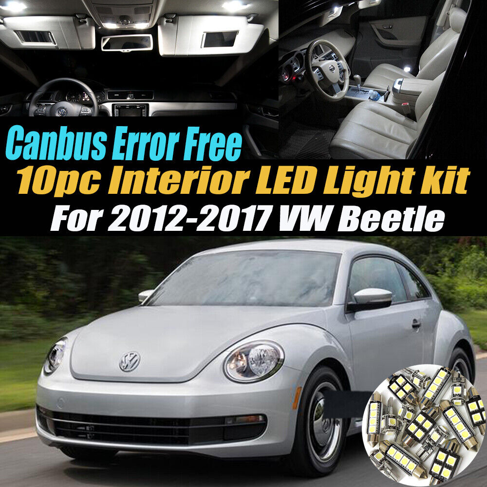 10Pc Canbus Error Free Interior LED White Light Kit for 2012-2017 VW Beetle