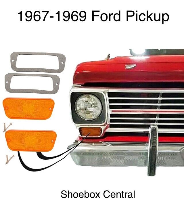 1967 1968 1969 Ford Pickup Truck Amber Park Parking Light Turn Signal Lens Kit