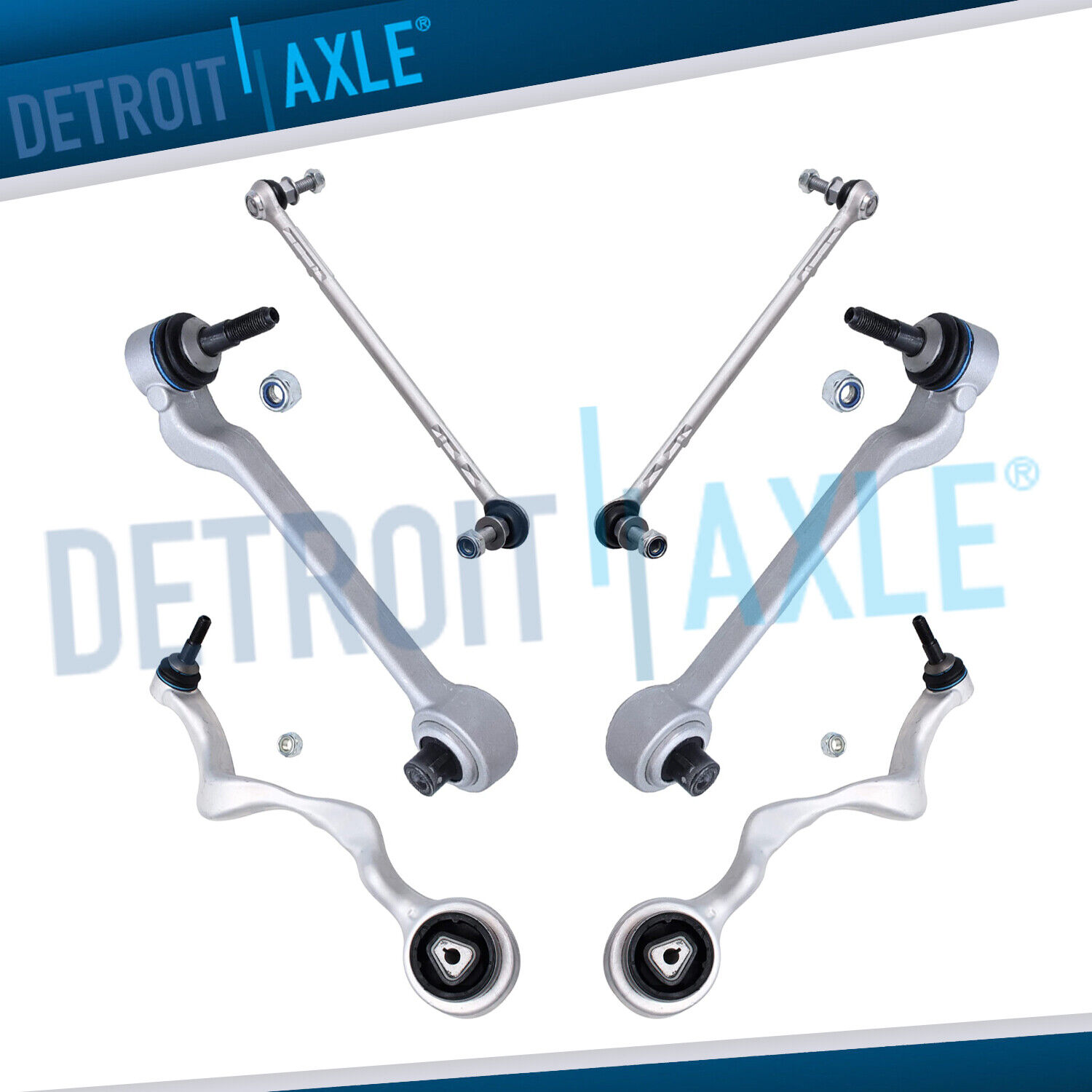 New 6pc: Front Lower Forward & Rearward Control Arms Ball Joint & Sway Bar Links