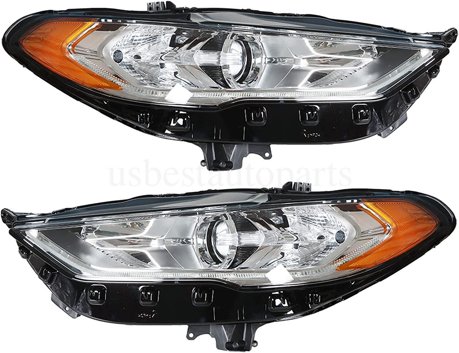 Headlamp Headlight Pair LH RH W/LED DRL Projector For 2017-2020 Ford Fusion