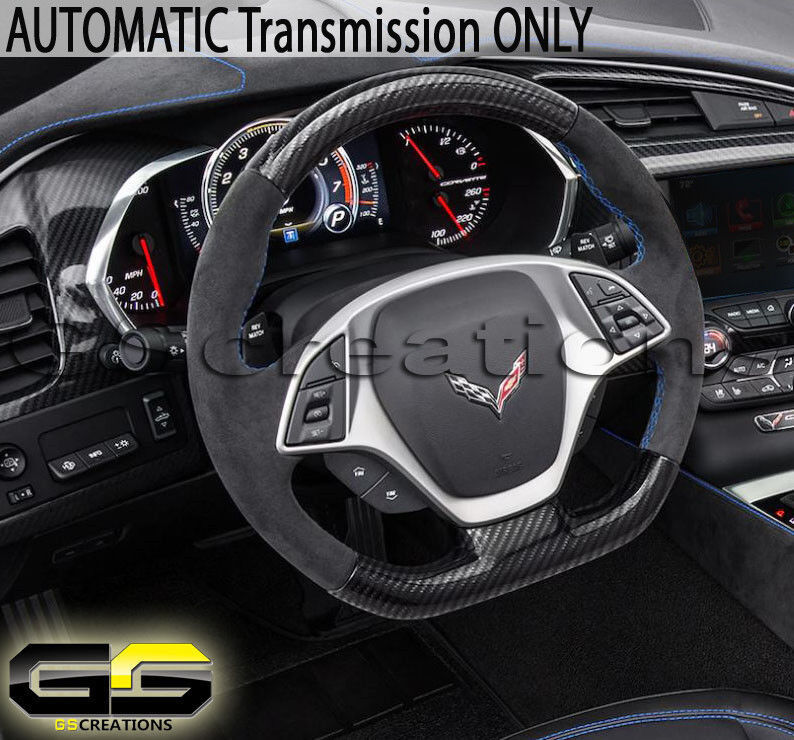 C7 Stingray Z06 Grand Sport ZR1 Corvette Steering Wheel Suede Carbon Blue Stich
