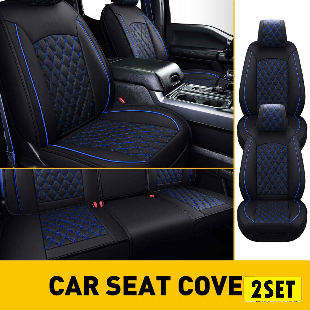 2set Blue Car Cushion Cover Seat Full Set For Ford F150 F250 F350 Lariat Crew Ca