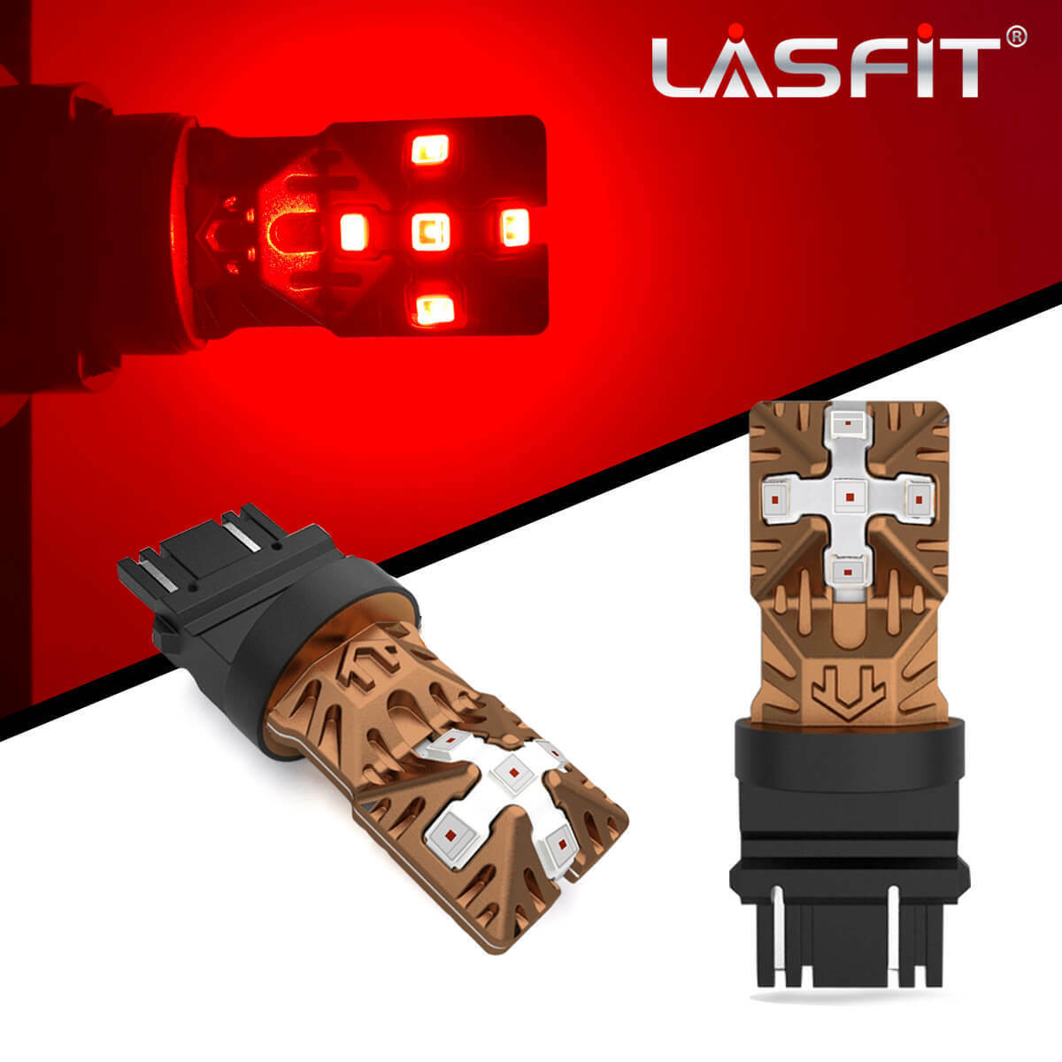 Lasfit 3157 3457 3757 LED Brake Stop Tail Lights Bulbs Lamps Pure Red Bright 2x