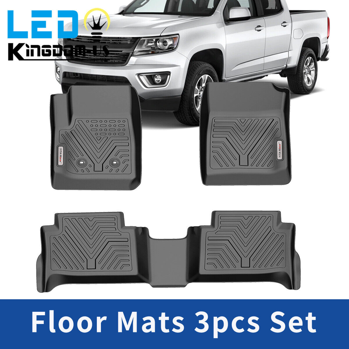 3D All Weather Floor Mats Liner for 15-22 Chevrolet Colorado GMC Canyon Crew Cab