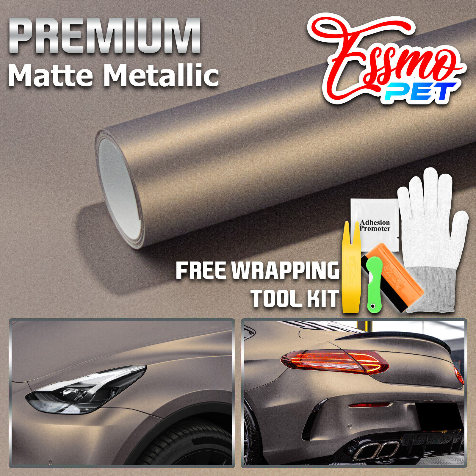 ESSMO PET Matte Metallic Solar Bronze Car Vehicle Vinyl Wrap Decal Sticker