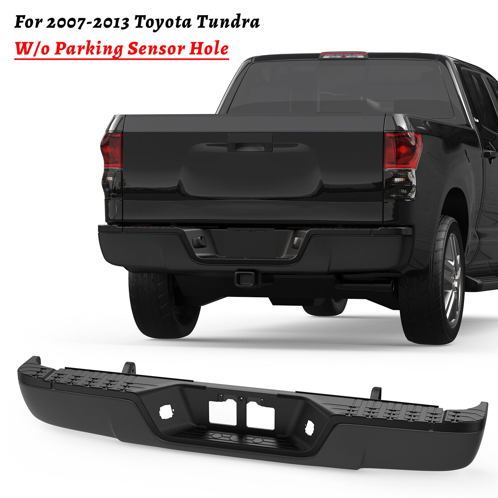 Black Rear Step Bumper Assembly For 2007-2013 Toyota Tundra W/o Park Assist