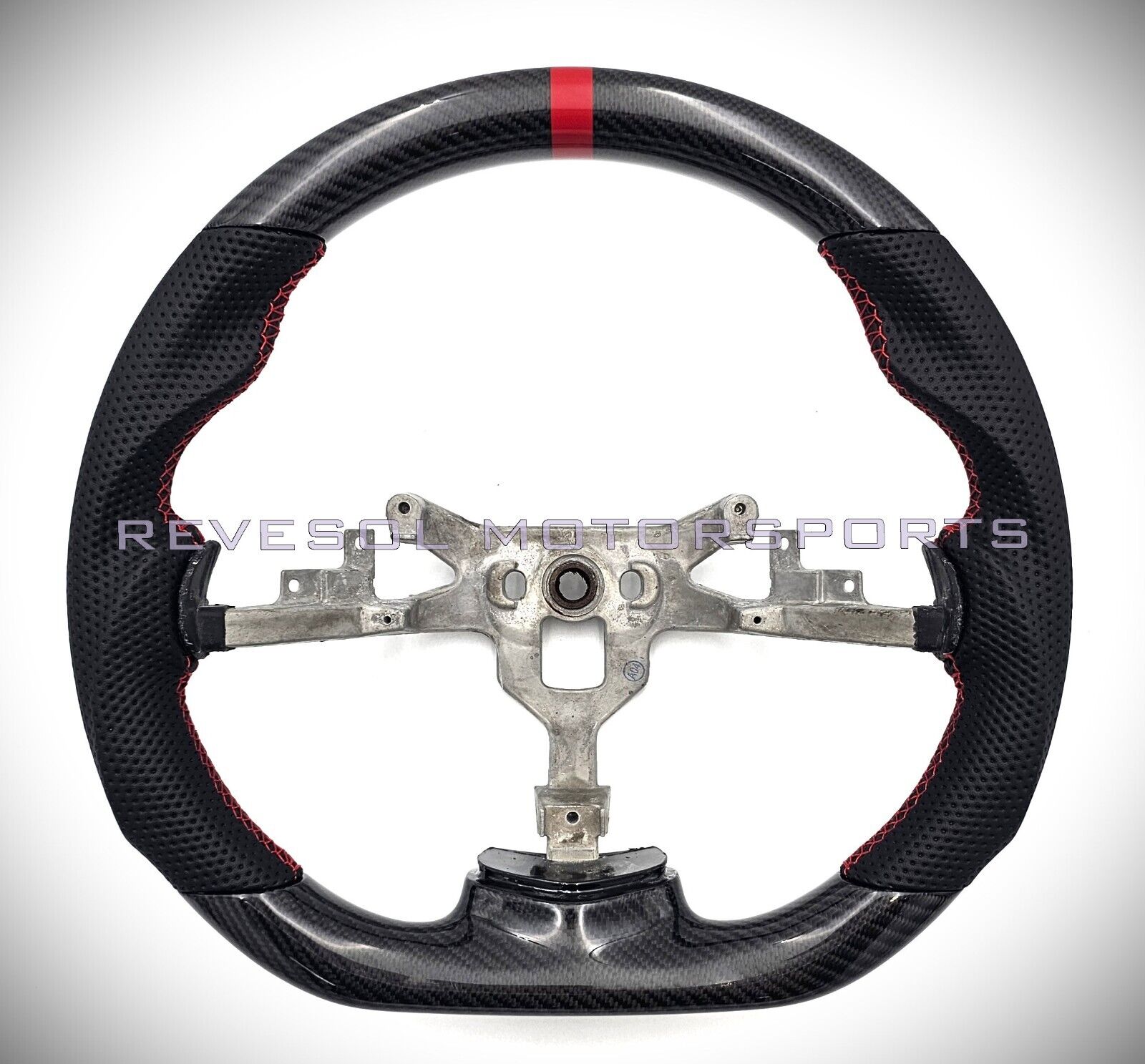 REVESOL Real Carbon Fiber RED Steering Wheel for 2006-2013 Corvette C6 Z06