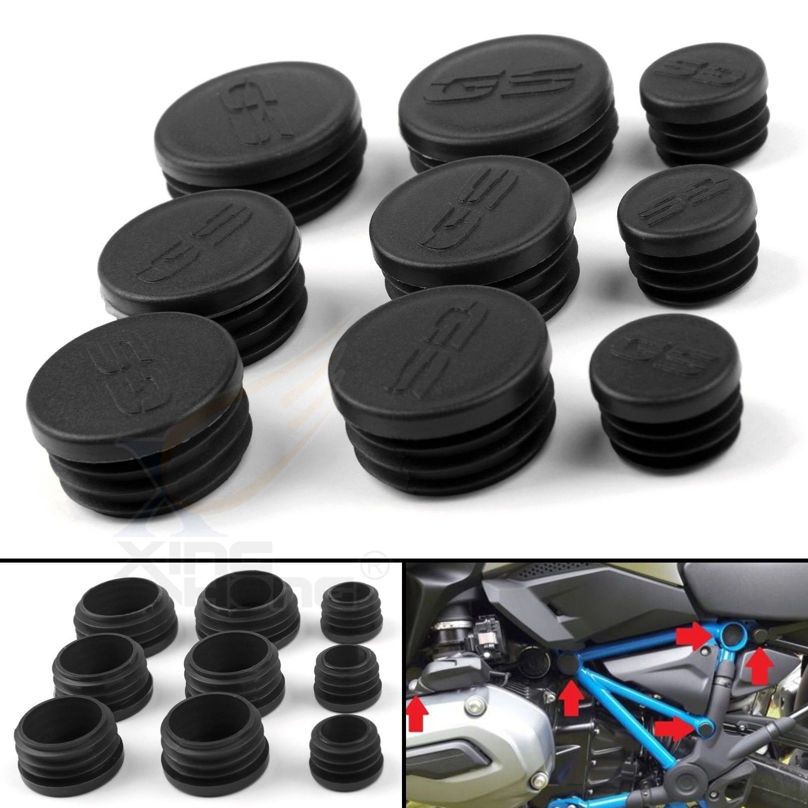 Replacement of Frame Plug Set 9 caps Bkfor BMW R 1200 GS LC 17-18