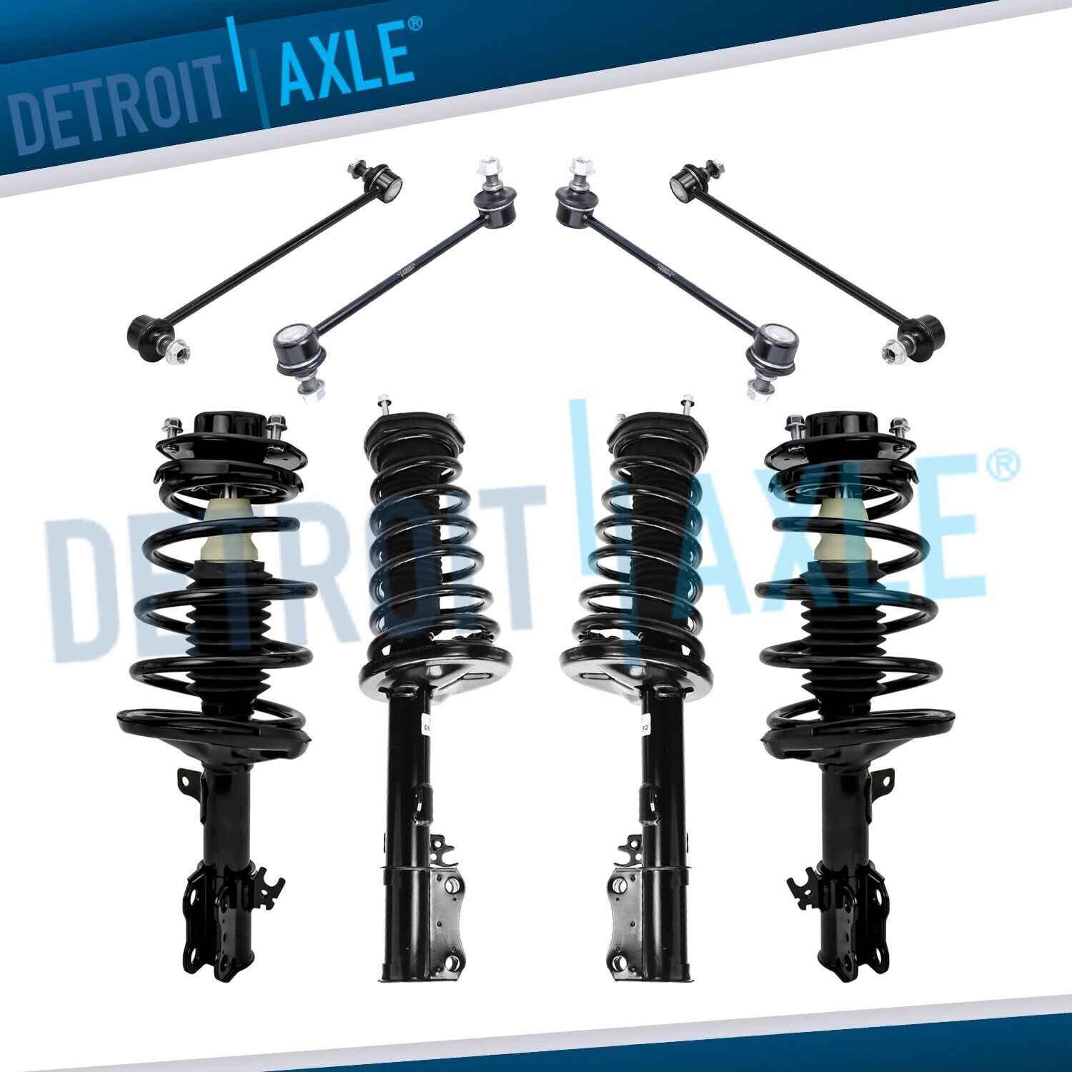 Front & Rear Struts w/ Coil Spring + Sway Bars for 1997-2001 Toyota Camry Solara