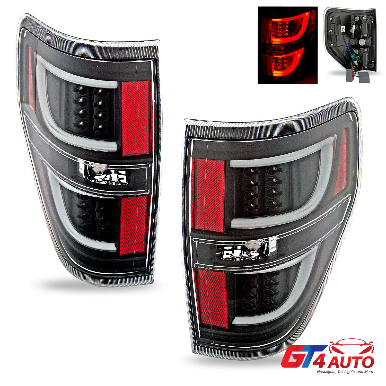 LED Red / Clear G2 Replacement Tail Light Pair 2009-2014 Ford F-150