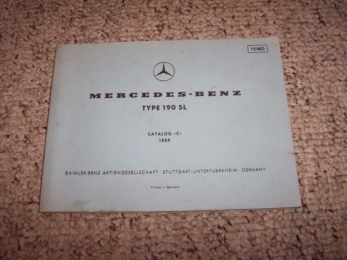 1961-1963 Mercedes Benz 190SL 190 SL Original Factory Parts Catalog Manual 1962