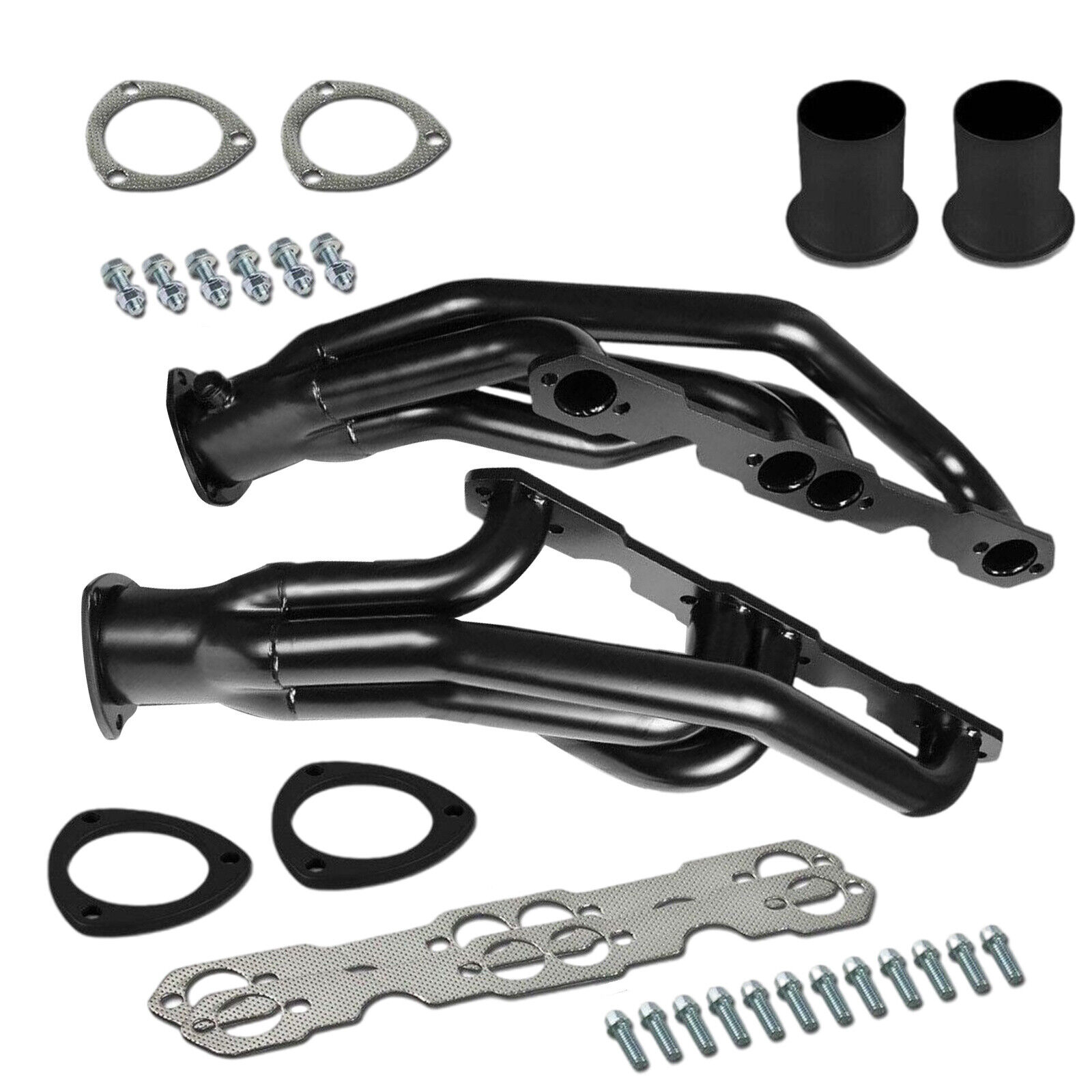 Black Coated Steel Headers For 88-97 Chevy GMC Truck 1500 2500 3500 5.0L 5.7L