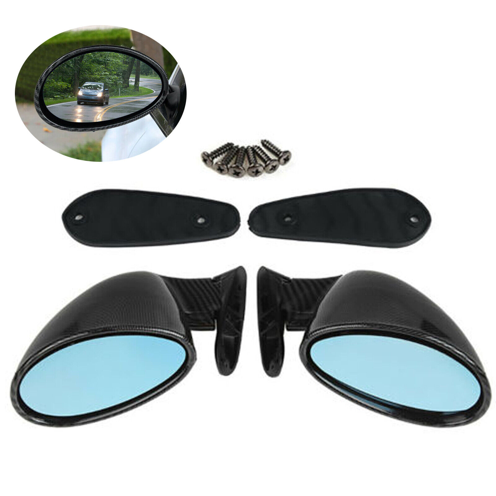 Set of 2 F1 Racing Car Rearview Side Wing Mirrors Universal Carbon Fiber Look US