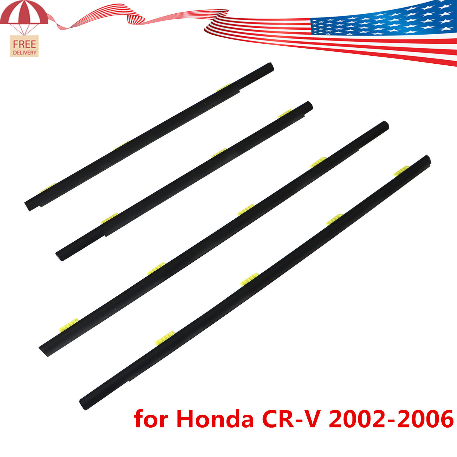 Outer 4PC Window Weatherstrip Molding Trim Sill Seal Belt For Honda CR-V 2002-06