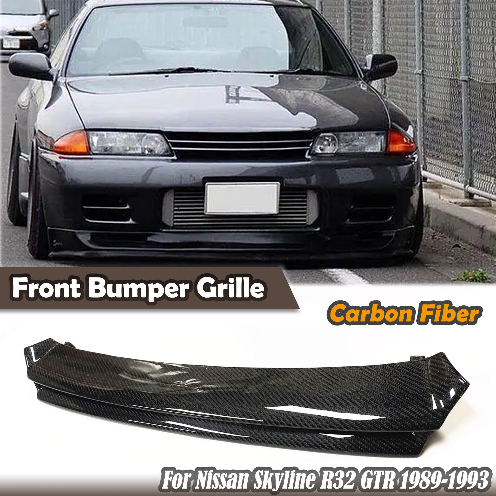 For Nissan Skyline R32 GTR 1989-1993 Carbon Fiber Front Bumper Grill Grille Kit