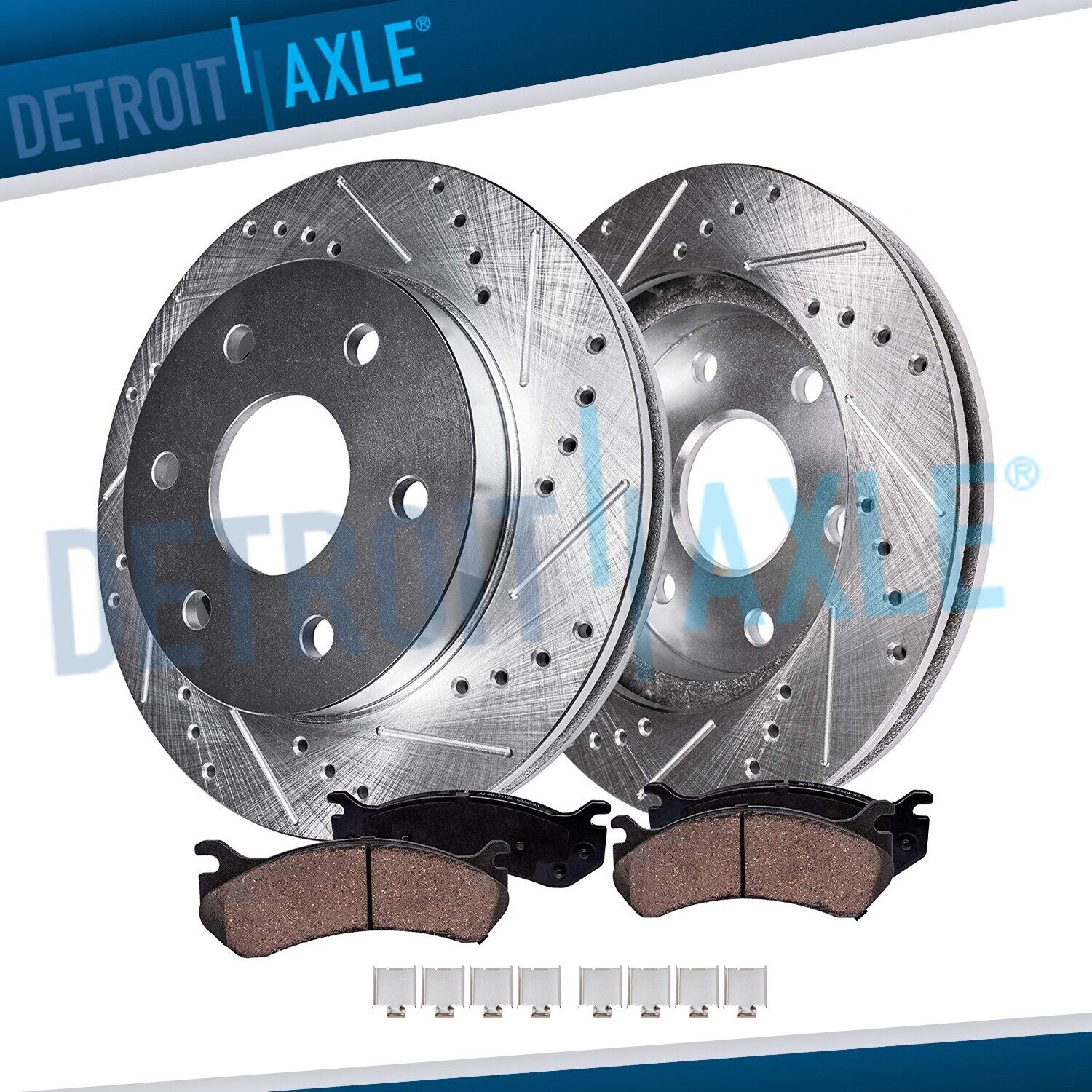 Front Drilled Rotors and Brake Pads for 2010 - 2020 Ford F-150 Lincoln Navigator