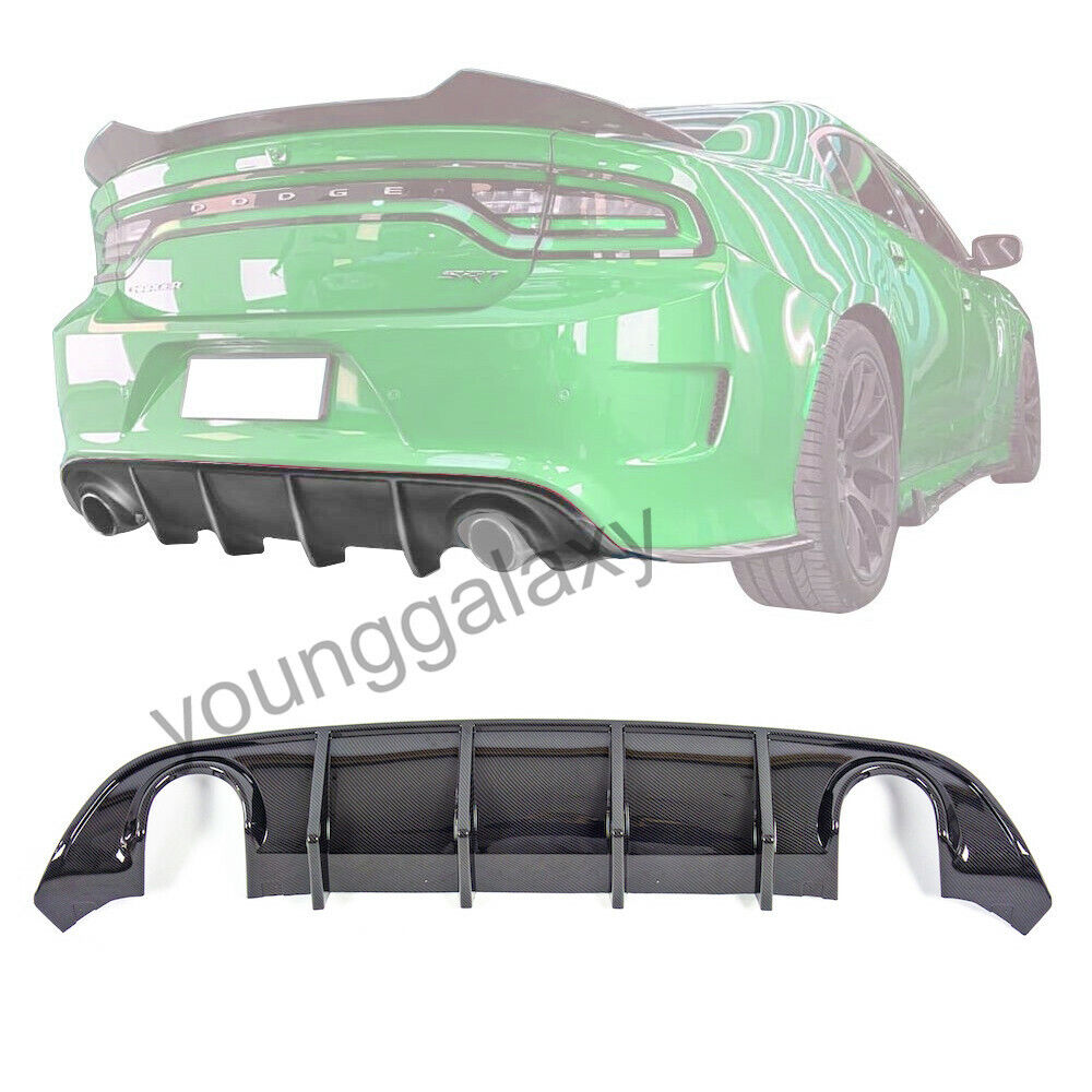 Carbon Fiber Look Rear Diffuser Bumper Lip Fit 15-21 Dodge Charger SRT MDP Style