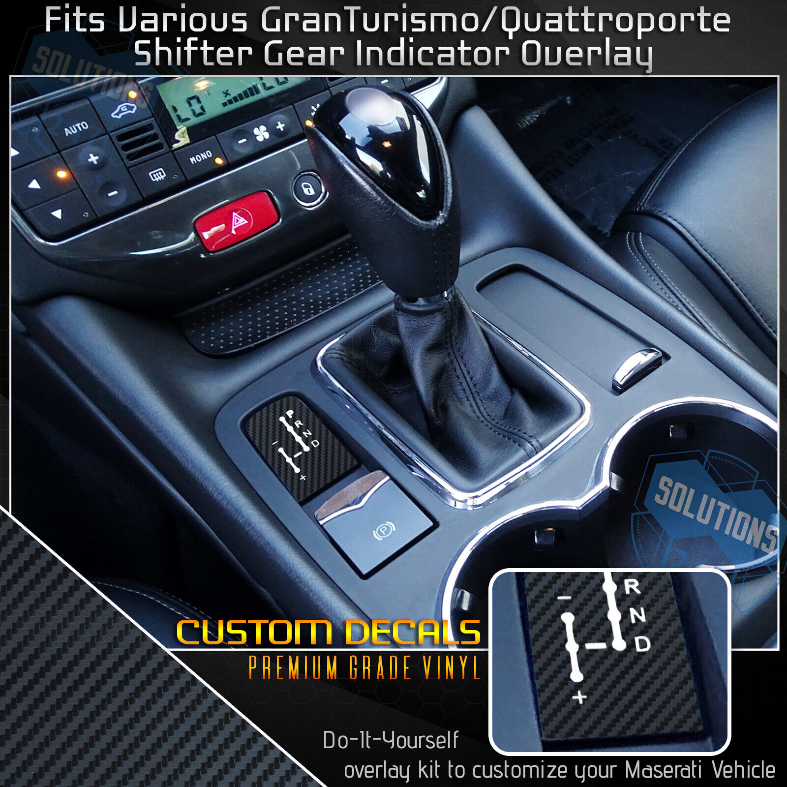 For Maserati Granturismo Quattroporte Shifter Indicator Decal Matte Carbon Fiber