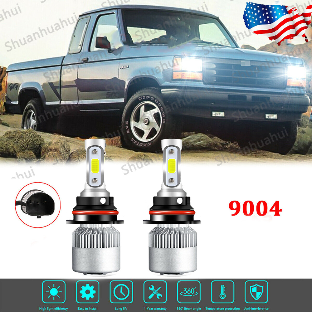 For Ford Ranger 1989-1992 2PC 9004 LED Headlight Bulbs High/Low Dual Beam 6000K