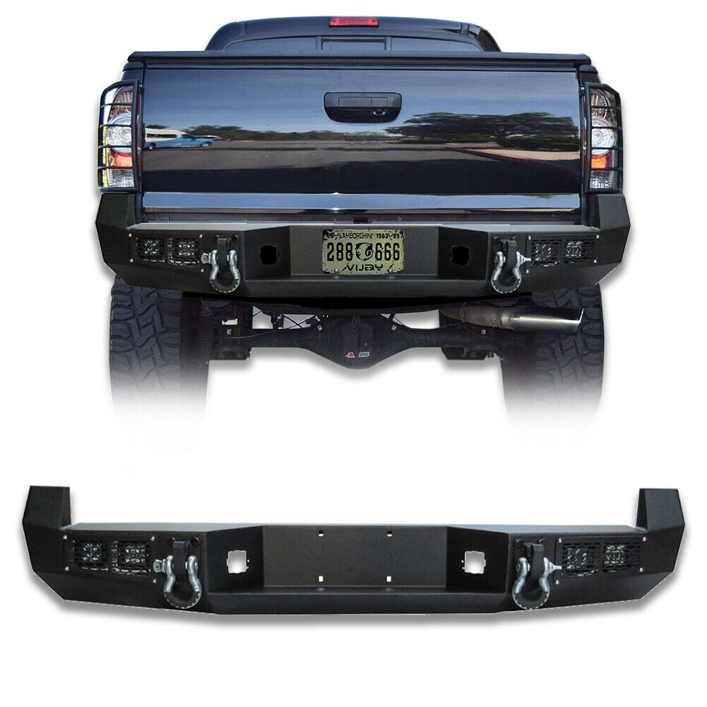 Vijay For 2005-2015 2nd Gen Tacoma Rear Bumper w/4x LED Lights and D-rings