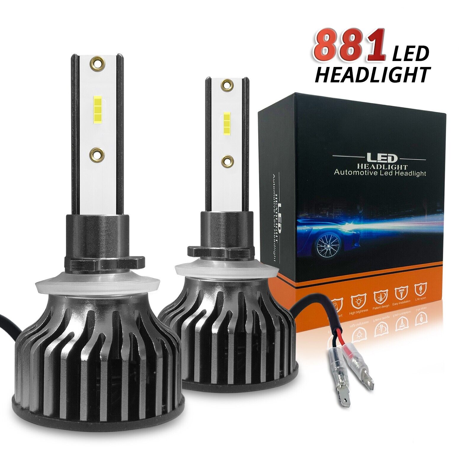 2× 881 LED Headlight Conversion Bulbs Kit High Low Beam Fog Lights White