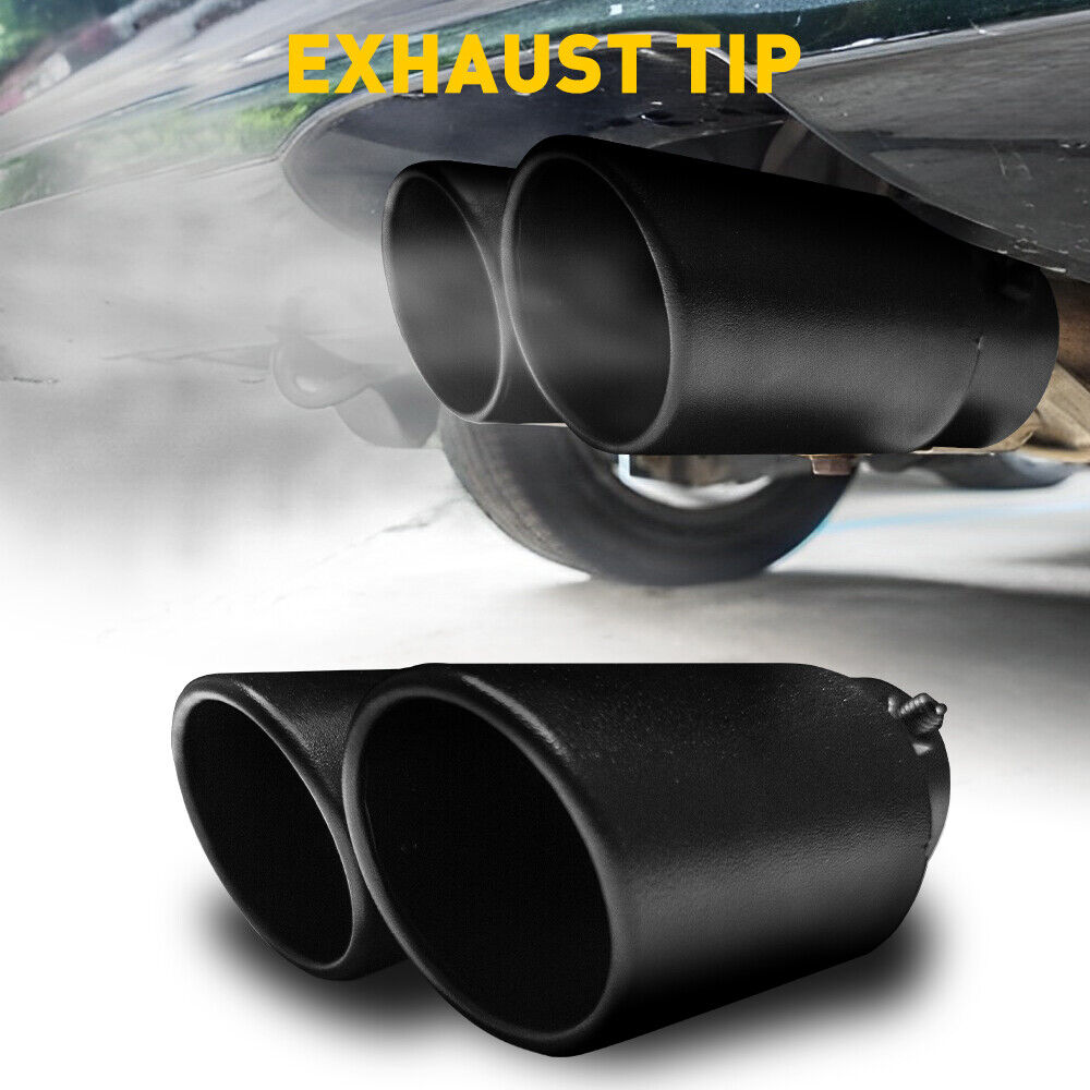 Black Dual Outlet Exhaust Tip Tail Muffler Tip For 1.4\