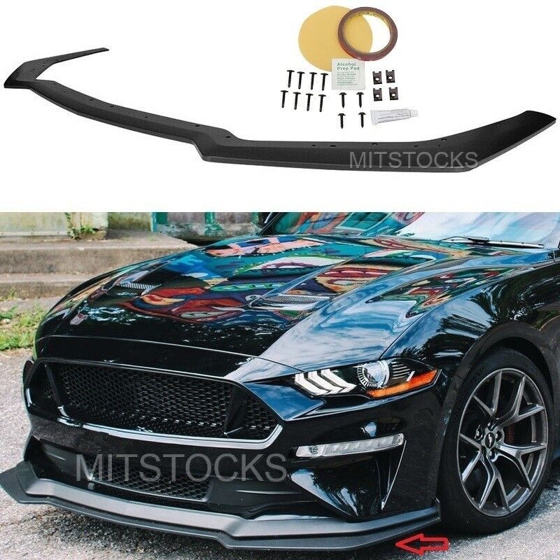 For 18-23 Mustang GT Style Add on Front Bumper Splitter Lip Spoiler Black PP
