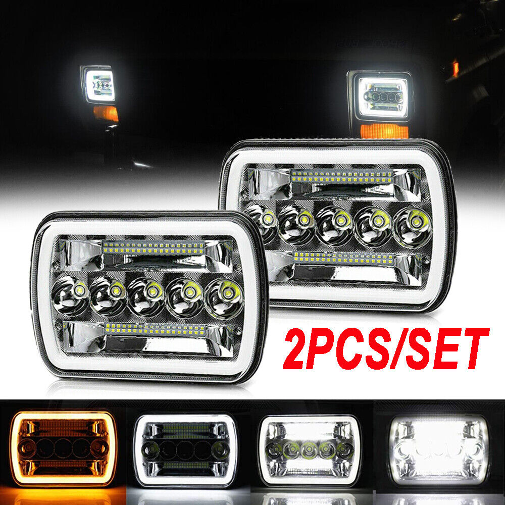 For 82-93 Chevy S10 Blazer GMC S15 JEEP 7X6 5X7 Projector LED Headlights 2PCS