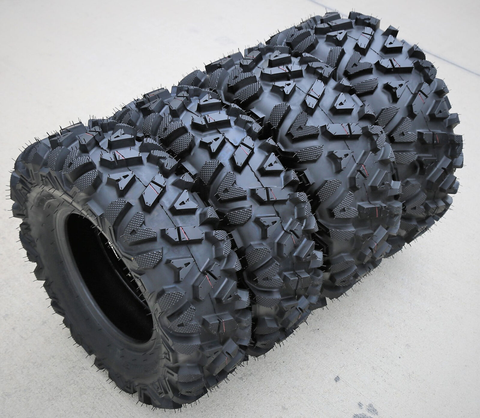 Set of 4 Forerunner Knight ATV UTV Mud Tires 2x 25x10-12 2x 25x8-12 6 Ply