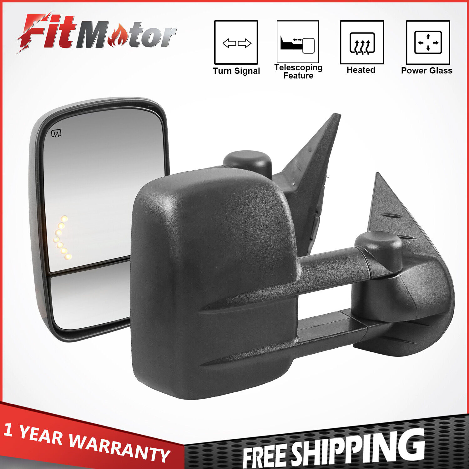Towing Mirrors For 07-13 Silverado Sierra 1500 2500HD Left & Right Power Heated