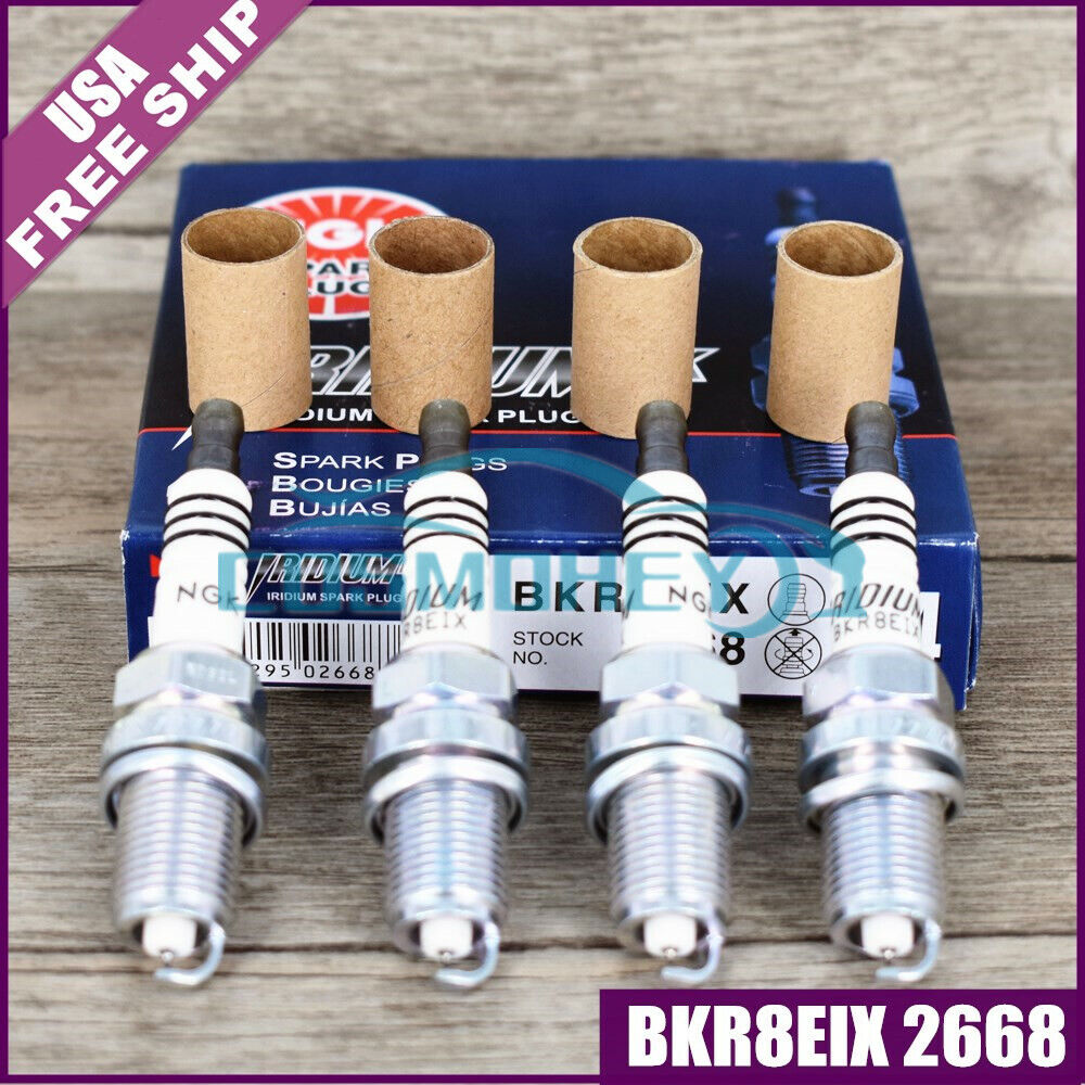 Set of 4 NGK BKR8EIX 2668 Iridium Spark Plugs Racing Colder New US