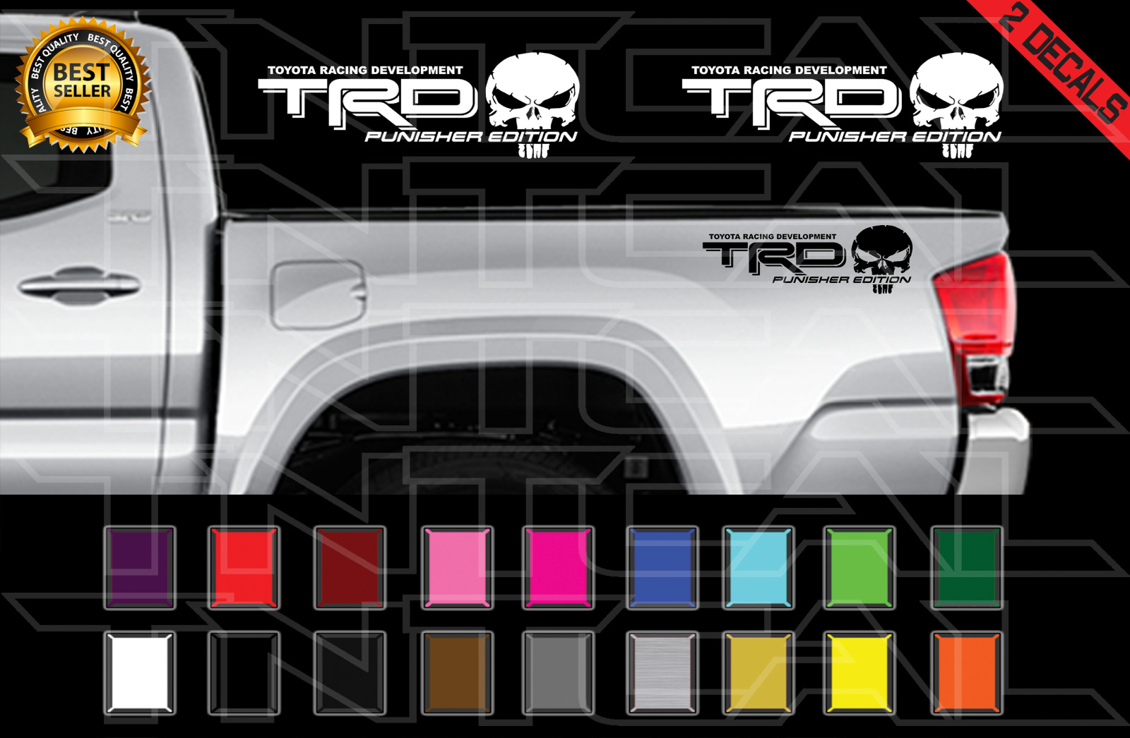 TRD PUNISHER EDITION Decals Toyota Tacoma Tundra Truck Vinyl Stickers X2