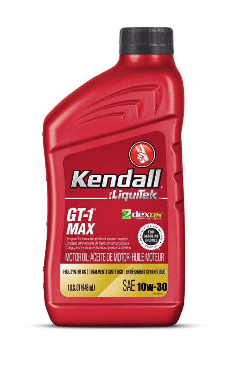 Kendall 10W30 GT-1 Max Motor Full Syn Oil with Liquitek 1 Quart Bottle