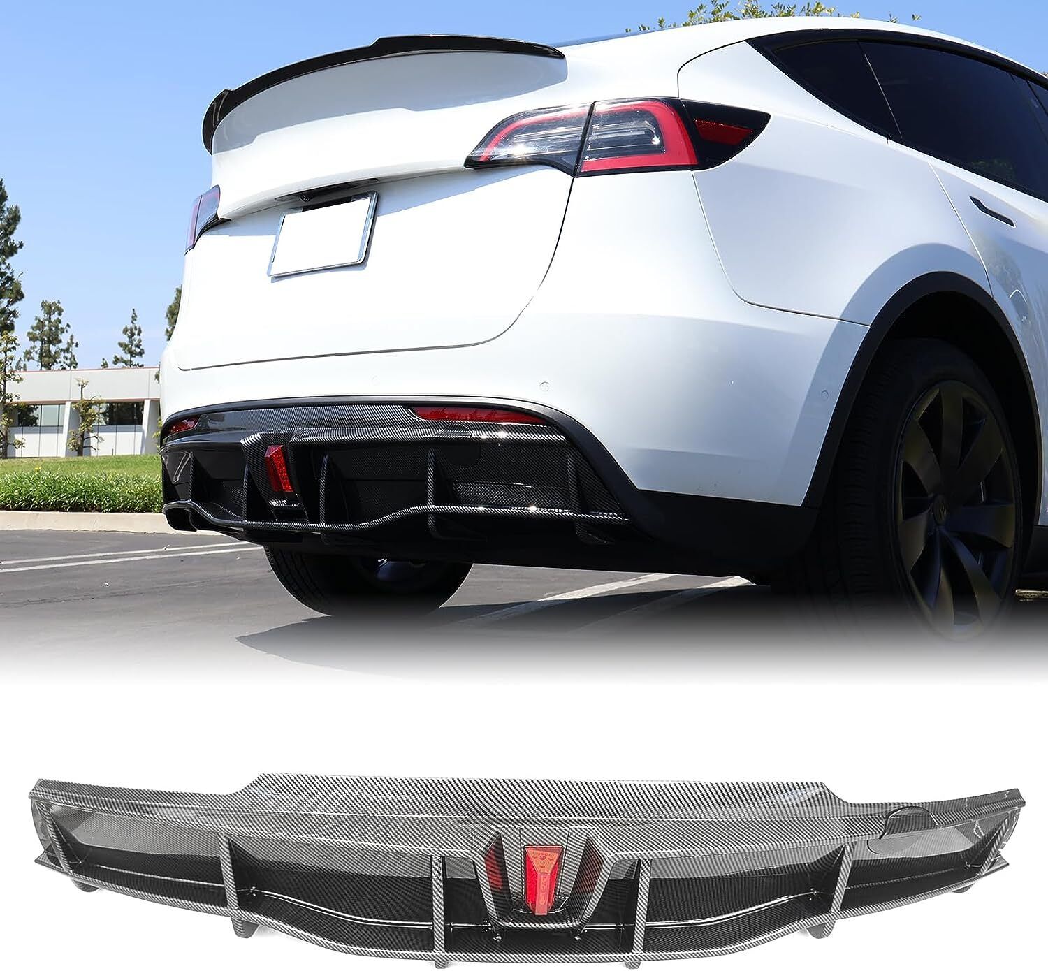 Rear Bumper Diffuser Fits For 2020-2023 Tesla Model Y With Light Carbon Fibre