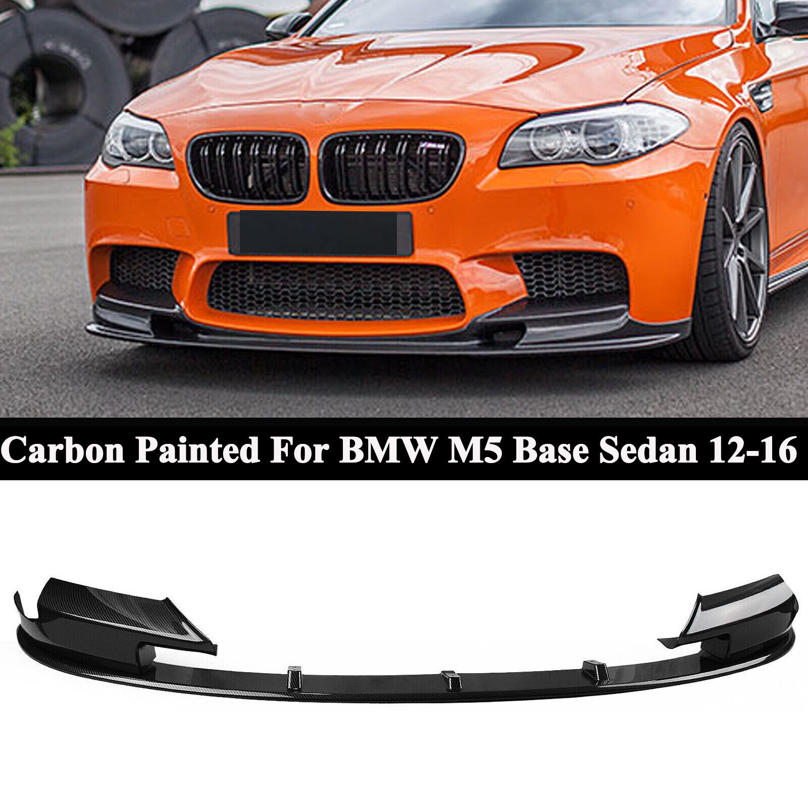 For BMW M5 Base 2012-2016 MP Style Front Bumper Splitter Lip Carbon Fiber Look