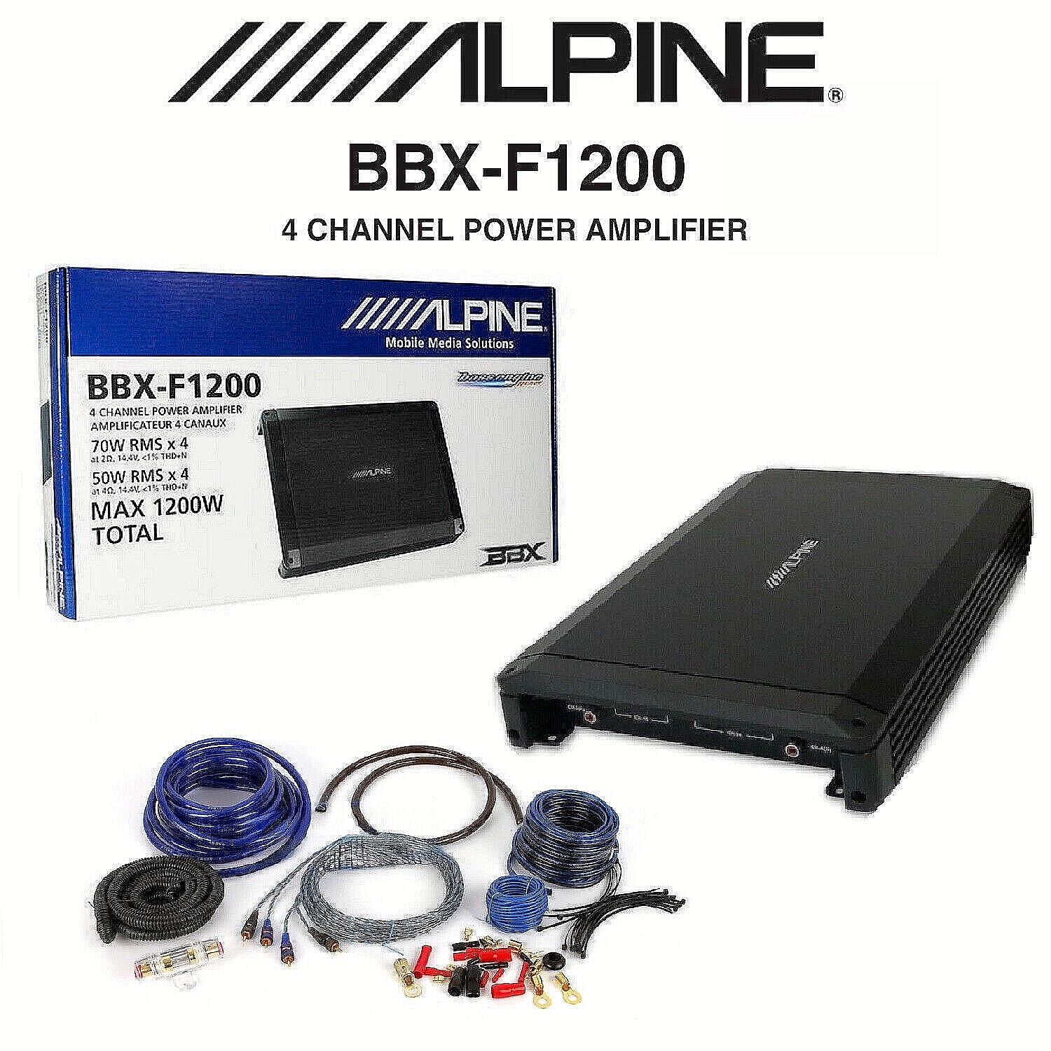 Alpine BBX-F1200 4-Channel High Power MOSFET Car Amplifier + 4 Gauge Amp Kit New