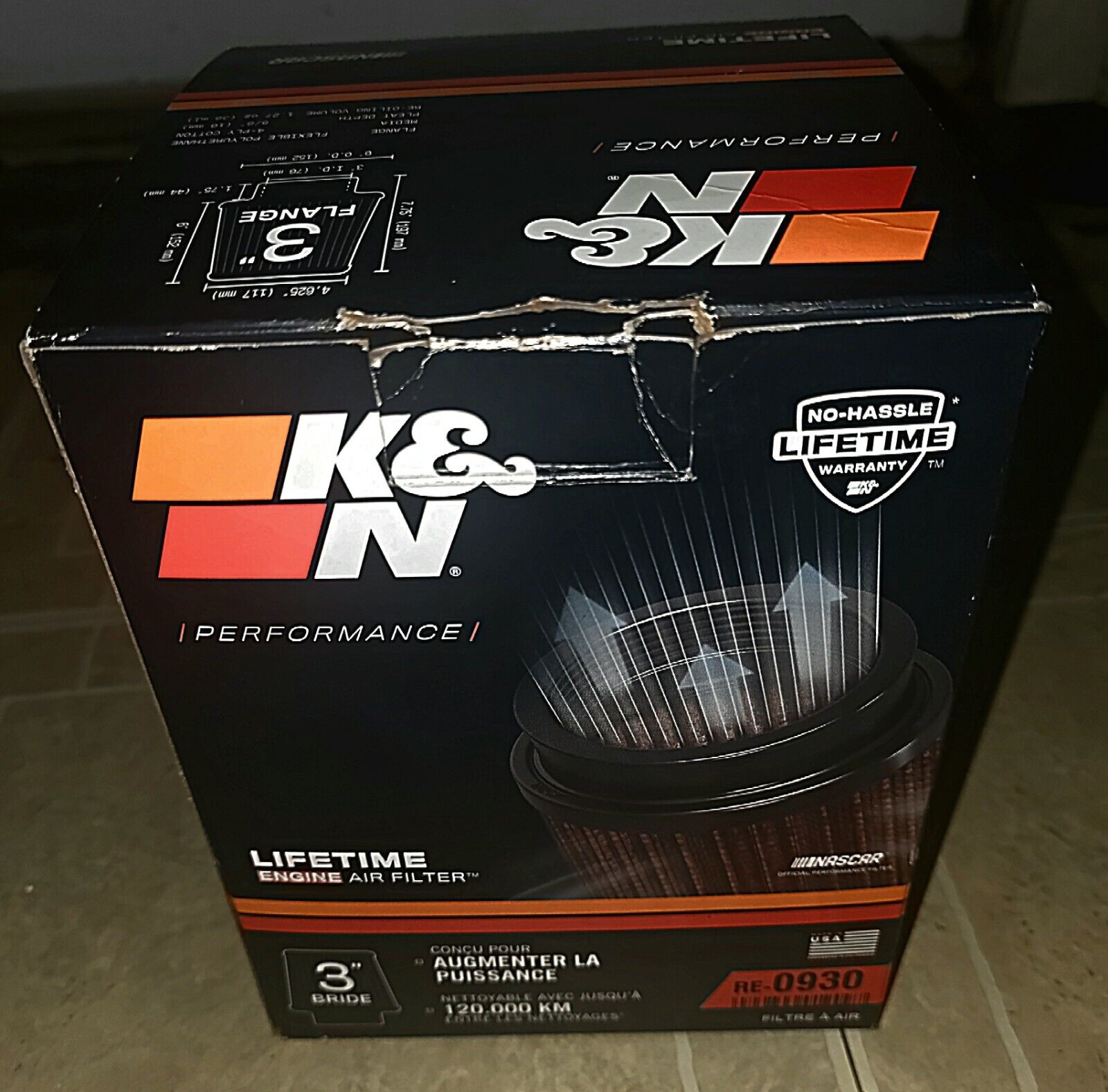 K&N Performance RE-0930 Universal Filter  with 3\