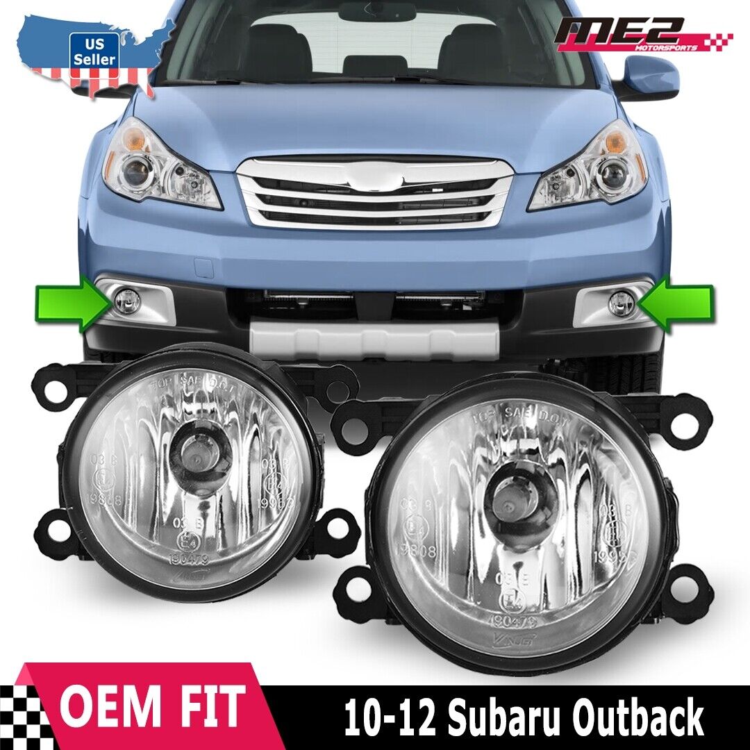 Fits 10-12 Subaru Outback PAIR Factory Bumper Replacement Fog Lights Clear Lens