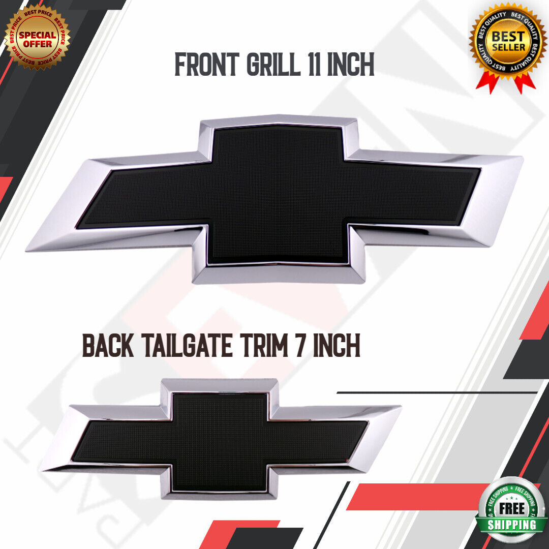 🔥🔥🔥2015-2020 Chevrolet Tahoe Suburban Front & Rear Black Bowtie Emblems