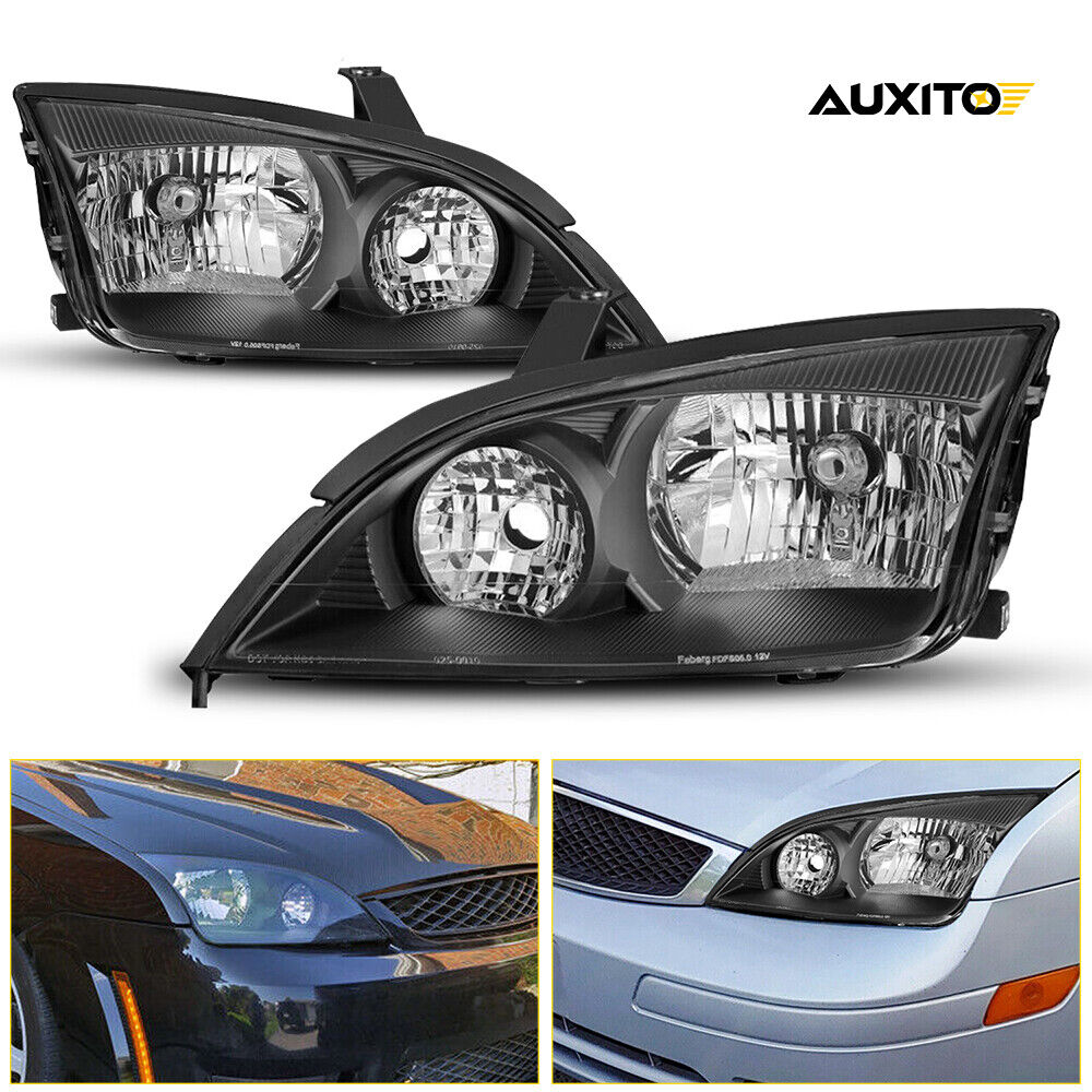 2x Black Fits 2005-2007 Ford Focus Headlamps Lamps Replacement Left+Right 05-07