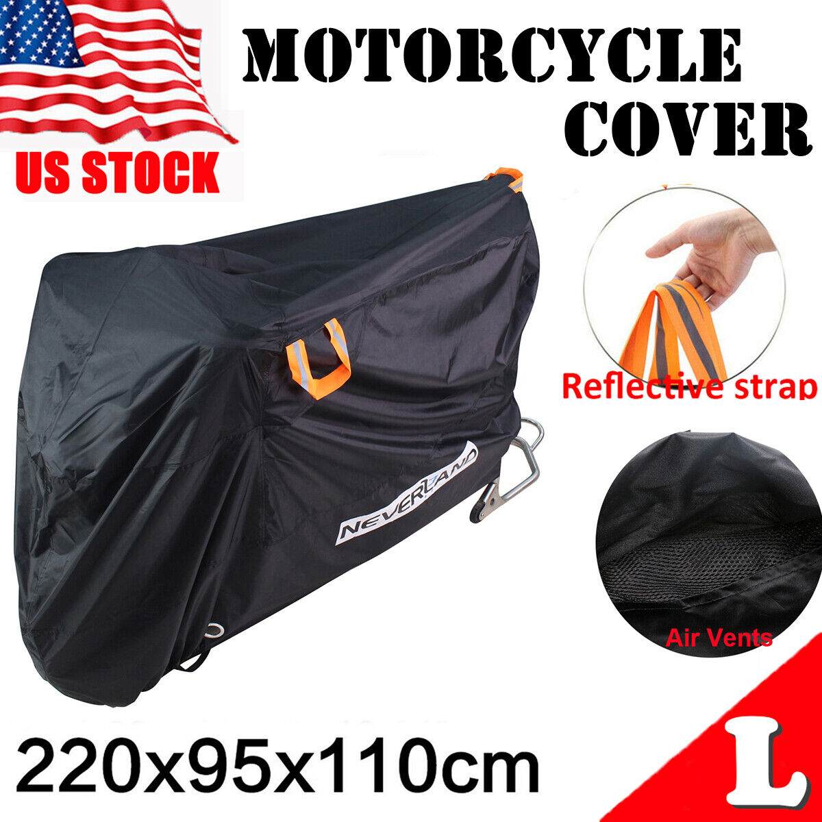 Large Motorcycle Bike Cover Waterproof Sun Heavy Duty For Winter Outside Storage